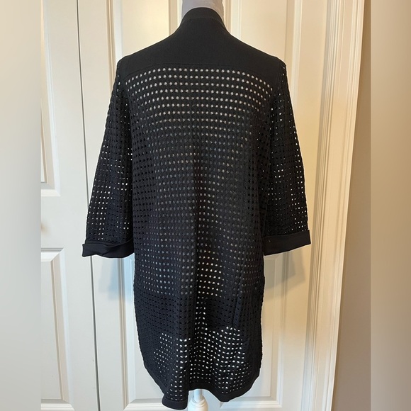 Lauren Michelle Women’s Black Open Knit Cardigan Sweater Sz Medium - Picture 4 of 5